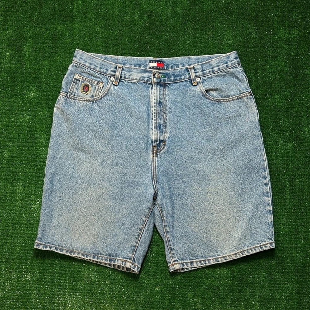 Tommy Hilfiger Denim Jean Shorts Vintage 90s Relaxed Light Wash Blue Size 38